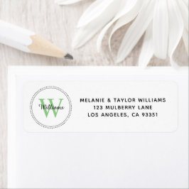 Elegant Monogram Groene Retouradreslabel Etiket