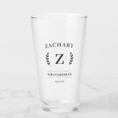 Elegant Monogram Groomsmen Gift Bruiloft Bier Glas (Voorkant)