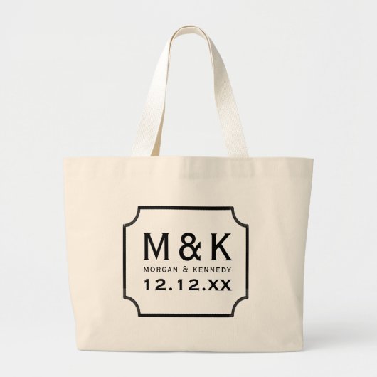 Elegant Monogram Grote Bruiloft Canvas tas (Voorkant)