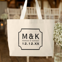 Elegant Monogram Grote Bruiloft Canvas tas