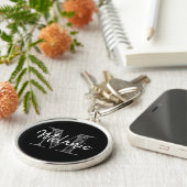 Elegant  monogram grote premie typografie sleutelhanger (Zijkant)