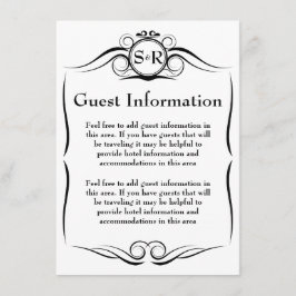 Elegant Monogram Guest-informatiekaart Informatiekaartje