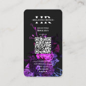 Elegant Monogram H Bloemen Roos Donkerblauw Paarse Visitekaartje (Achterkant)