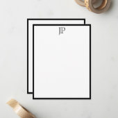Elegant Monogram Handgeschreven Script Text Classi Notitiekaartje (Voorkant / Achterkant in situ)