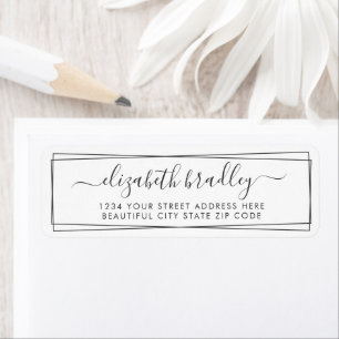Elegant Monogram Handtekening Zwarte Grens Adres Etiket