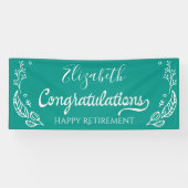 Elegant Monogram Happy Retirement Blue Spandoek (Horizontaal)