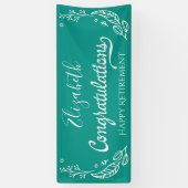 Elegant Monogram Happy Retirement Blue Spandoek (Verticaal)