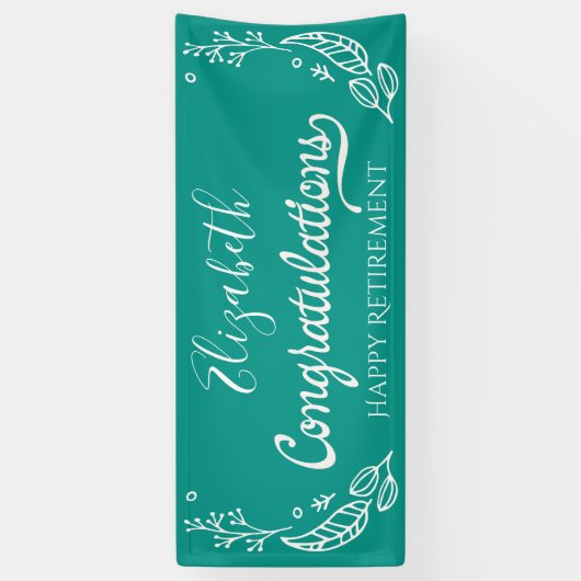 Elegant Monogram Happy Retirement Blue Spandoek (Verticaal)