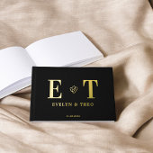 Elegant Monogram Hart Zwart Trouwen Gastenboek