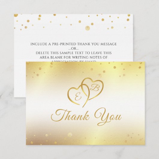 Elegant Monogram Hartelijk dank voor Metallic Gold Bedankkaart (Voorkant / Achterkant)