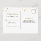 Elegant Monogram Harten Faux Metallic Gold RSVP Uitnodiging Briefkaart (Achterkant)
