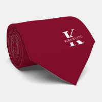 Elegant Monogram Helder Burgundyrood | Wit