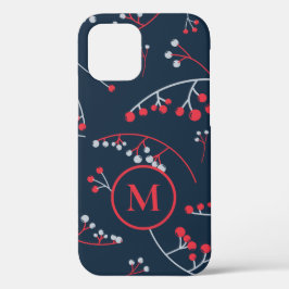 Elegant monogram helder rood bes patroon Case-Mate iPhone case