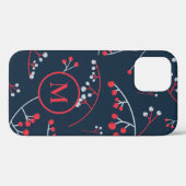 Elegant monogram helder rood bes patroon Case-Mate iPhone case (Achterkant (horizontaal))