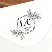 Elegant monogram hexagon grens groene bladeren rubberstempel