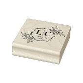 Elegant monogram hexagon grens groene bladeren rubberstempel (Stempel)
