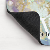 Elegant Monogram Holografisch Glitter Paars Galaxy Muismat (Hoek)