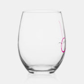 Elegant Monogram Hot Pink Black Name Script Wijnglas Zonder Voet (Rechts)