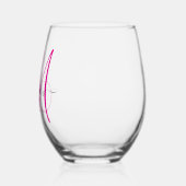 Elegant Monogram Hot Pink Black Name Script Wijnglas Zonder Voet (Links)