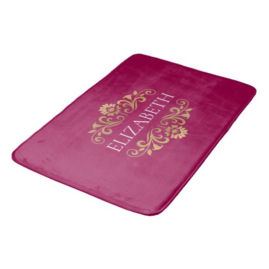 Elegant Monogram Hot Pink Gold Badmat (Gekanteld)
