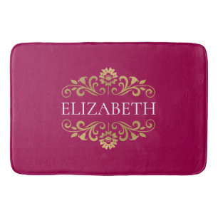 Elegant Monogram Hot Pink Gold Badmat