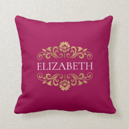 Elegant Monogram Hot Pink Gold Sierkussen