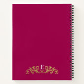 Elegant Monogram Hot Pink Kantoor School Notitieboek (Achterkant)