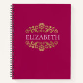 Elegant Monogram Hot Pink Kantoor School Notitieboek (Voorkant)