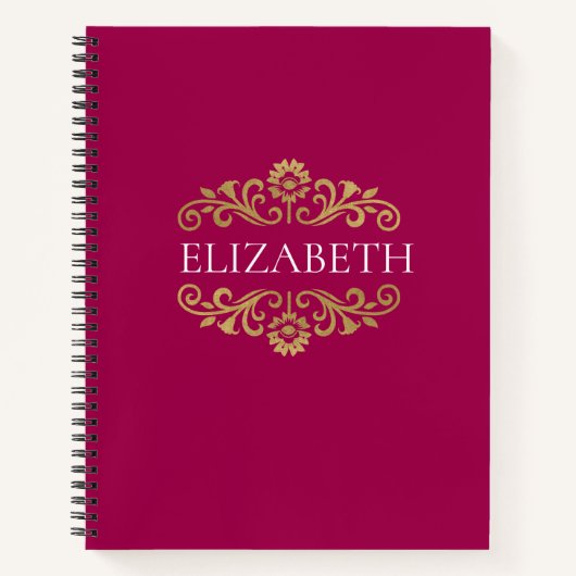 Elegant Monogram Hot Pink Kantoor School Notitieboek (Voorkant)