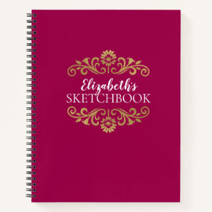 Elegant Monogram Hot Pink Sketchbook Notitieboek