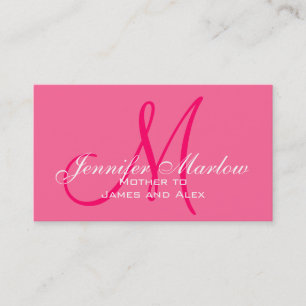 Elegant Monogram Hot Roze mammie Roze Kaart Contactkaartje