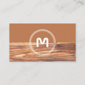 Elegant monogram hout met twee tinten bruin timesh visitekaartje (Voorkant)