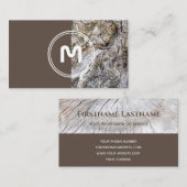 Elegant monogram hout met twee tonels bruine timme visitekaartje (Voorkant / Achterkant)