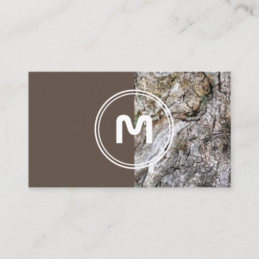 Elegant monogram hout met twee tonels bruine timme visitekaartje (Voorkant)