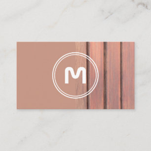 Elegant monogram hout met twee tonels bruine timme visitekaartje
