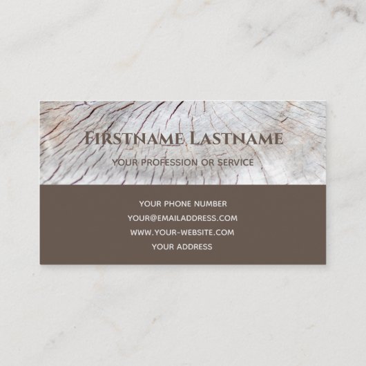 Elegant monogram hout met twee tonnen bruin tapent visitekaartje (Achterkant)