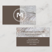 Elegant monogram hout met twee tonnen bruin tapent visitekaartje (Voorkant / Achterkant)