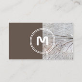 Elegant monogram hout met twee tonnen bruin tapent visitekaartje (Voorkant)