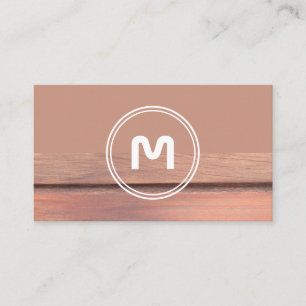 Elegant monogram hout met twee tonnen bruin tapent visitekaartje