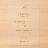 Elegant Monogram Huwelijk Acryl Uitnodigingen (Voorkant)