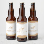 Elegant Monogram Huwelijk  Bier Etiket (Flessen)