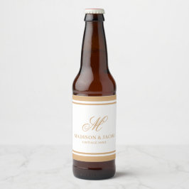 Elegant Monogram Huwelijk  Bier Etiket