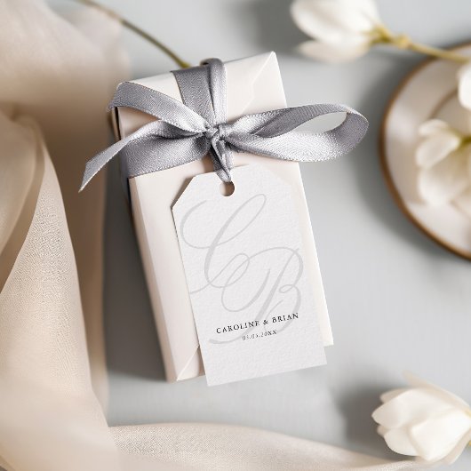 Elegant, Monogram, Huwelijk Cadeaulabel