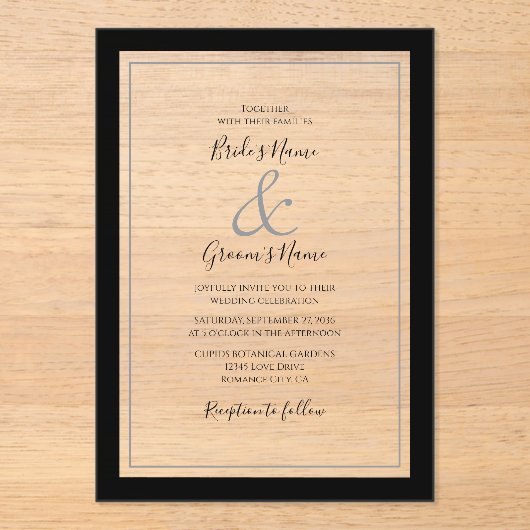 Elegant Monogram Huwelijk Clear Transparant Acryl Uitnodigingen (Voorkant)