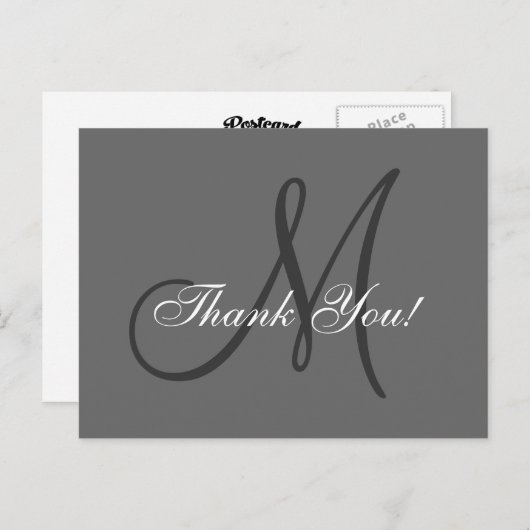 Elegant monogram | Huwelijk Dank u Briefkaart (Voorkant / Achterkant)
