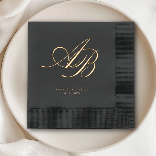 Elegant Monogram Huwelijk Folie Servetten