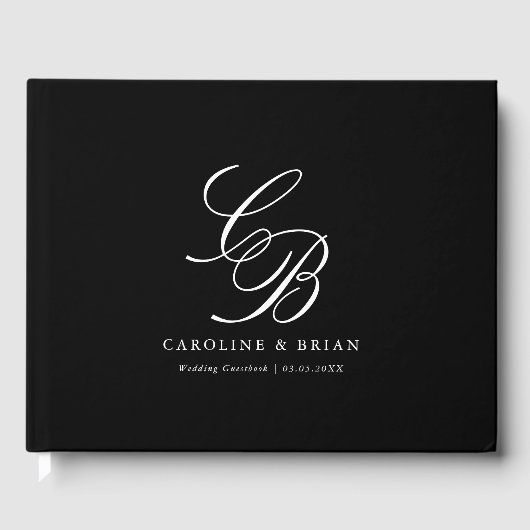 Elegant, Monogram, Huwelijk Gastenboek (Voorkant)
