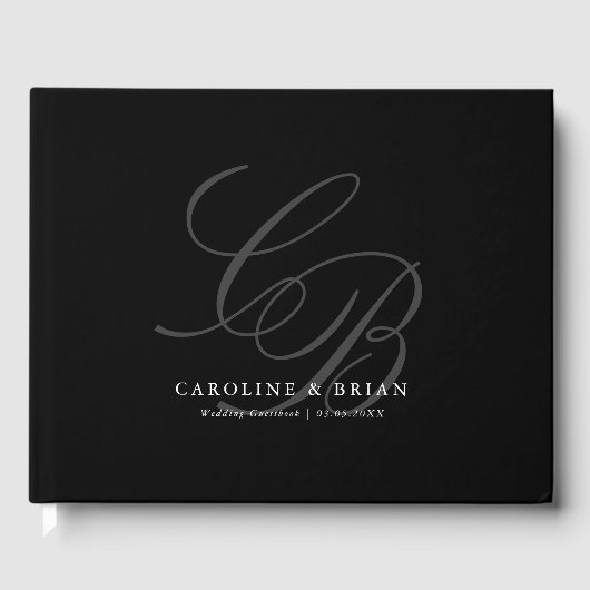 Elegant, Monogram, Huwelijk Gastenboek (Voorkant)
