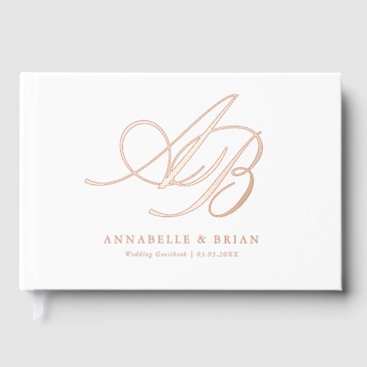 Elegant, Monogram, Huwelijk Gastenboek (Voorkant)