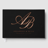 Elegant, Monogram, Huwelijk Gastenboek (Voorkant)